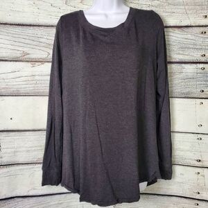 Cabi Women’s Medium Charcoal Gray Long Sleeve Strappy V-Neck Top Rayon Blend